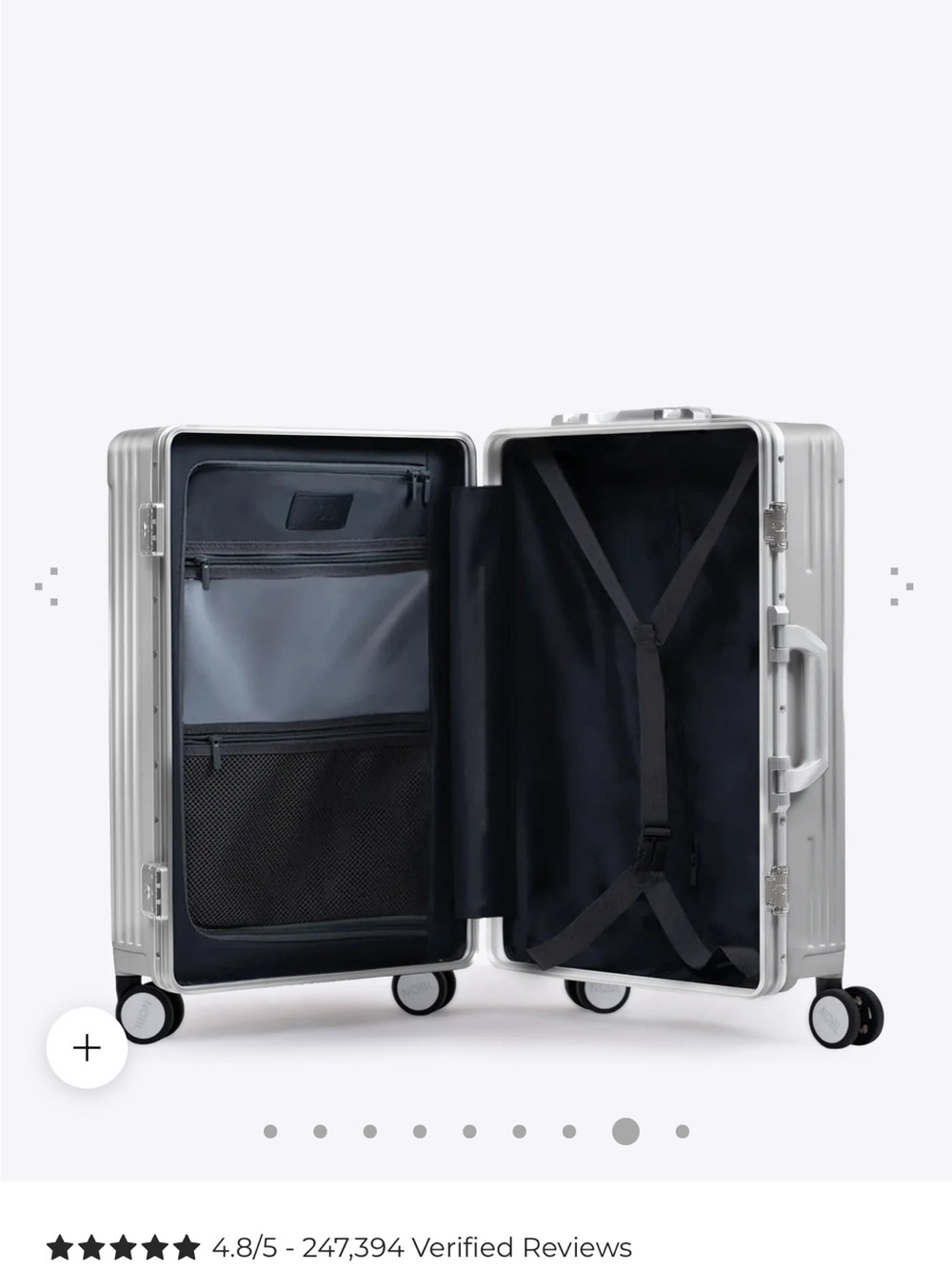 Silver Hard-Shell Spinner Carry-On Luggage - Sleek Travel Case - Picture 8 of 11